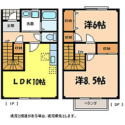 アローネコジマ 2LDKの間取図画像