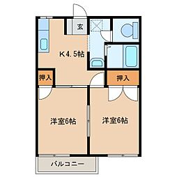 ヴィラグレース 2Kの間取図画像