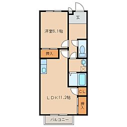 メゾンドフルール 1階1LDKの間取り