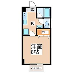 第二サンハイツ 2階1Kの間取り