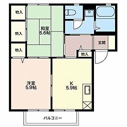 スタジアムハイツ 2階2Kの間取り