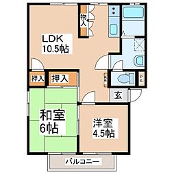 ピュアハウス 1階2LDKの間取り