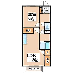 アベニール 1階1LDKの間取り