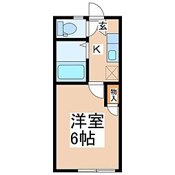 ビレッジワン 1Kの間取図画像