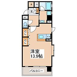 シティドエル 3階ワンルームの間取り