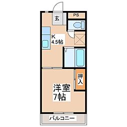 マンションみやび 1階1Kの間取り