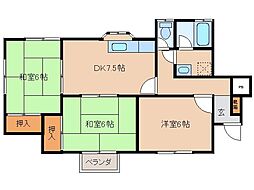 しなの鉄道 信濃国分寺駅 徒歩17分の賃貸マンション 1階3DKの間取り