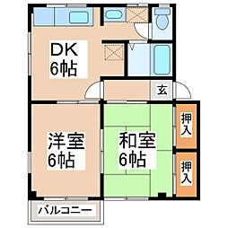 コーポアザレア 2DKの間取図画像