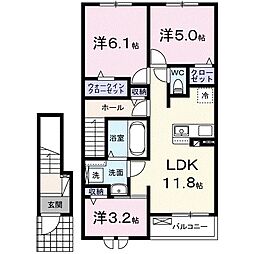 フォレストヒルズB 3LDKの間取図画像