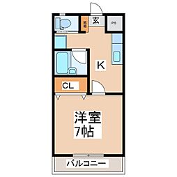 ソフィアM 1Kの間取図画像