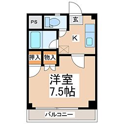 ハイツタカノ 1Kの間取図画像