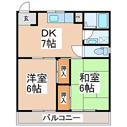 コーポ・サンライズ 2DKの間取図画像
