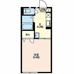 アドヴァンス大屋A 1Kの間取図画像