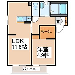ポポラーレA 1LDKの間取図画像