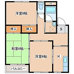 神科マンション 3Kの間取図画像