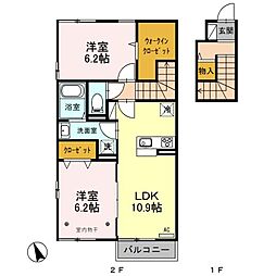 ベルセジュールK 2LDKの間取図画像