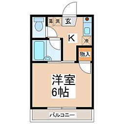 スイングN-3 1Kの間取図画像