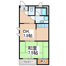 小平マンション 1DKの間取図画像