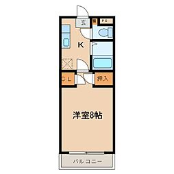 メゾンセシボン東部 1Kの間取図画像