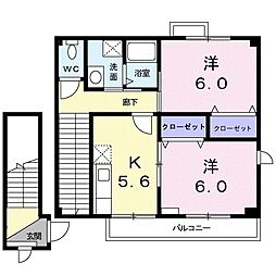 クラールB 2Kの間取図画像