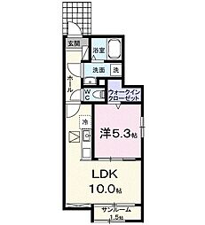 プラーム上田II 1LDKの間取図画像