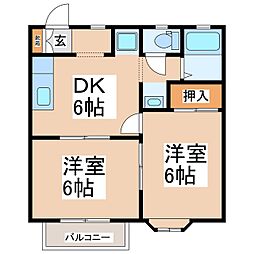 ミスズハイツ 2DKの間取図画像