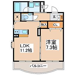 ルミエール常入 1LDKの間取図画像