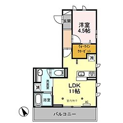 クレア鷹匠町 1LDKの間取図画像