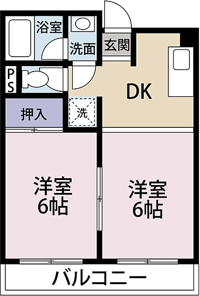 富士昭和ビルII 503｜静岡県富士市本市場(賃貸マンション2DK・5階・37.26㎡)の写真 その2