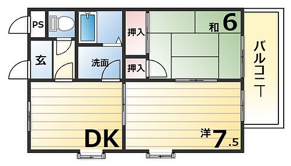 リバティビル　角 405｜兵庫県神戸市西区南別府2丁目(賃貸マンション2DK・4階・43.74㎡)の写真 その2