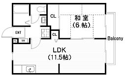 湖東ハイツ 1LDKの間取図画像