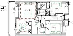 ファミールグラン代々木西原デクスターハウス 2LDKの間取図画像