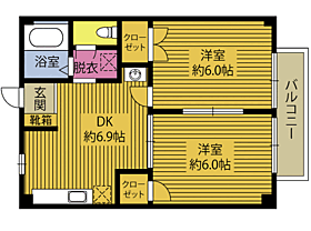 ビバリーヒルズ21 102 ｜ 大分県大分市大字松岡（賃貸アパート2DK・1階・40.04㎡） その2