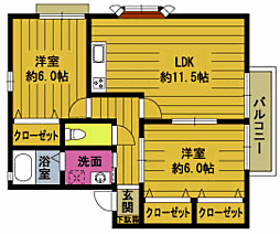 エラン東陽 1階2LDKの間取り