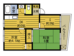 グリーンビル三佐 2SDKの間取図画像
