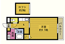 コーポバンビーナ2 1Kの間取図画像