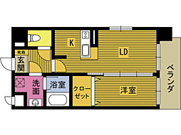 アージョスパジオ鶴崎 1LDKの間取図画像