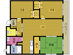 アンビシャス高田2 3LDKの間取図画像