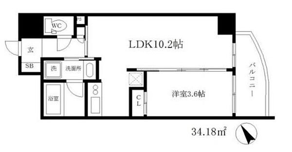 大阪府大阪市中央区島町2丁目(賃貸マンション1LDK・5階・34.18㎡)の写真 その2