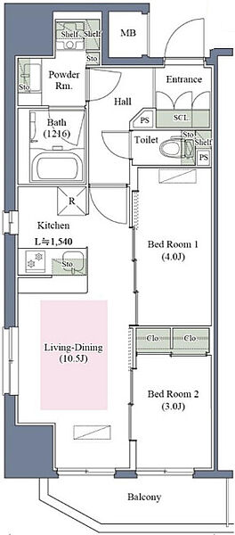 大阪府大阪市西区西本町2丁目(賃貸マンション2LDK・13階・43.67㎡)の写真 その2