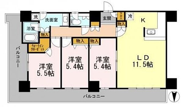 大阪府大阪市中央区島之内1丁目(賃貸マンション3LDK・22階・78.22㎡)の写真 その2