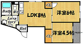 大阪府大阪市福島区福島3丁目8-16（賃貸マンション2LDK・4階・45.00㎡） その2