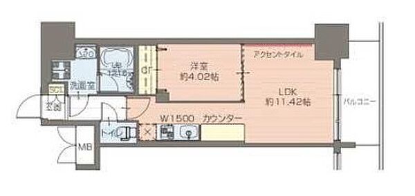 大阪府大阪市中央区鎗屋町1丁目(賃貸マンション1LDK・12階・37.46㎡)の写真 その2