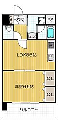サザンパークス 1LDKの間取図画像