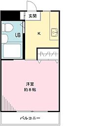 アミニティーハイツ 1Kの間取図画像