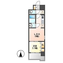 ファステート名古屋駅前アルティス 15階1LDKの間取り