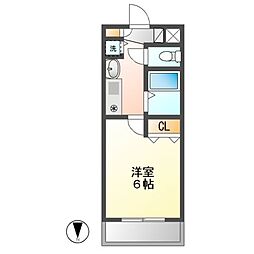 プレサンス名古屋城前 6階1Kの間取り
