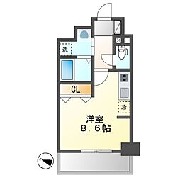 パルティール金山 ワンルームの間取図画像