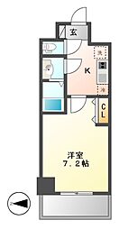 プレサンス久屋大通公園セラフィ 14階1Kの間取り