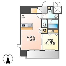 スプランディッド大須門前町 2階1LDKの間取り